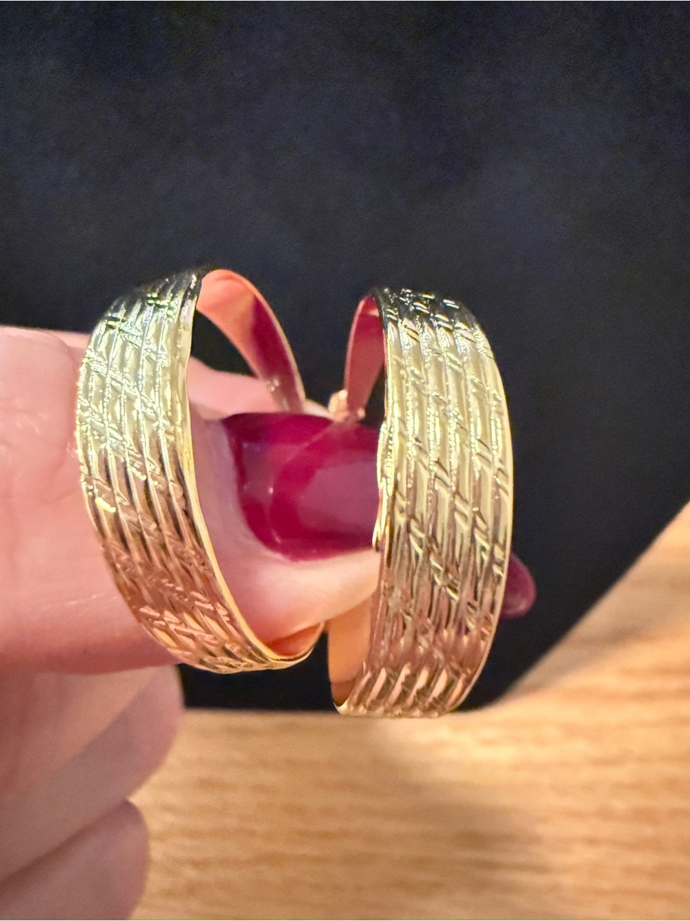 NEW 18K Gold Filled Textured Hoop Earrings